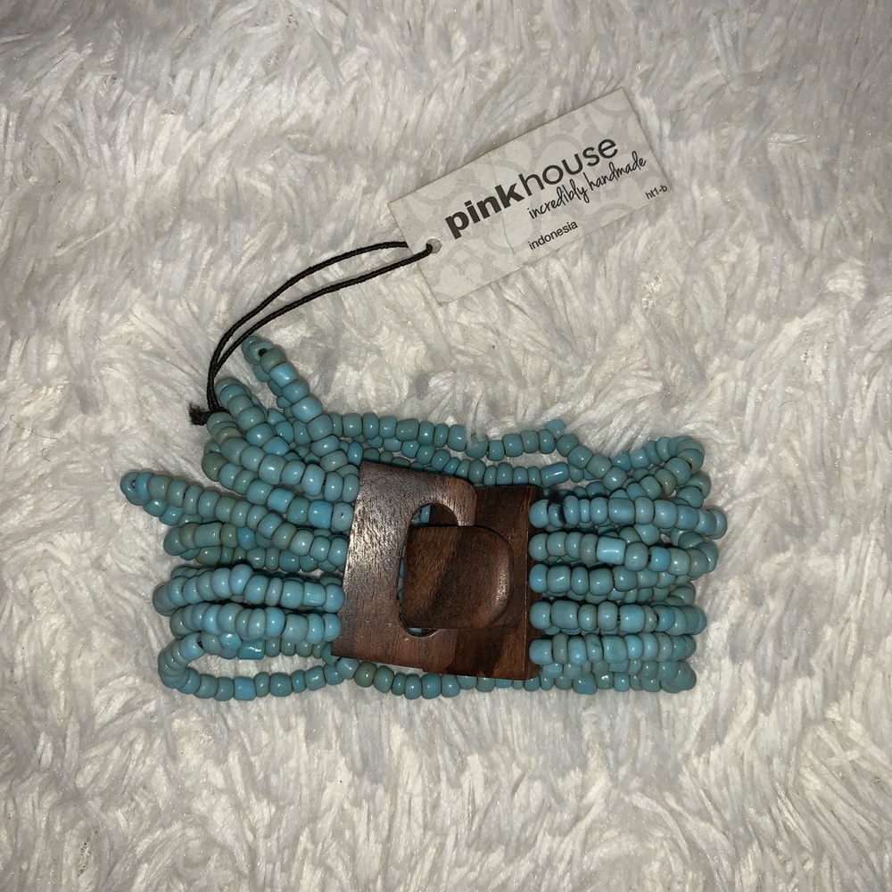 turquoise and wooden bracelet